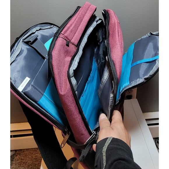 Duslang Backpack Laptop Bag USB Port Anti Theft Multi Pocket Rose Comfort Strap - Picture 8 of 9